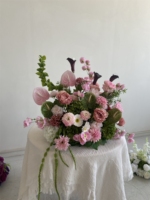 Boule de fleurs personnalisée rose pastel, bleue et jaune, faite à la main, centre de table floral en soie 5D pour mariage, douche nuptiale et fête d'anniversaire