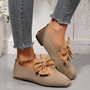 D21 Nuove <span class=keywords><strong>Scarpe</strong></span> <span class=keywords><strong>da</strong></span> <span class=keywords><strong>Donna</strong></span> con Fiocco Grande in Maglia, Punta Tonda, Comode e Traspiranti, <span class=keywords><strong>Scarpe</strong></span> Casual <span class=keywords><strong>da</strong></span> Lavoro a Taglio Basso - Product Image 4