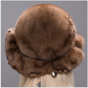 Style russe fête d'hiver femmes chapeau de fourrure de vison élégant chapeau de fourrure de sable - Product Image 5