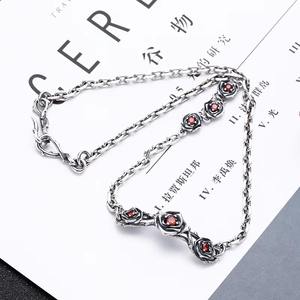 Wholesale S925 <b>Silver</b> Trendy Retro Fashion <b>Necklace</b> for Women Link Chain with <b>Rose</b> Flower and Zircon Stone - Product Image 3