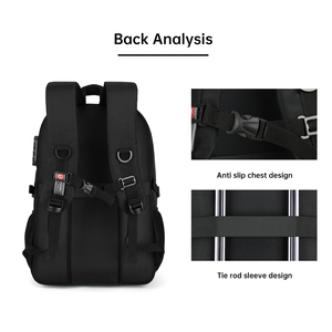 Sac à dos scolaire antivol tendance avec logo personnalisé, sac de voyage pour ordinateur portable grande capacité avec port USB, vente en gros pour hommes - Product Image 6