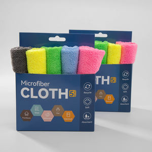 Toallas de limpieza de microfibra en caja de 5 colores, urdimbre <span class=keywords><strong>para</strong></span> el hogar, 250g/m2, 30x30cm, paño de microfibra <span class=keywords><strong>para</strong></span> limpieza de cocina, gran stock - Product Image 1