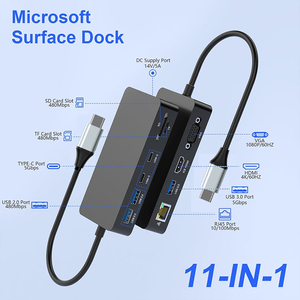 <span class=keywords><strong>Usb</strong></span> C 11 trong 1 Bề mặt mạnh mẽ Docking Station Sản phẩm mới với đối với HDMI 4K VGA SD TF PD 100W <span class=keywords><strong>USB</strong></span> <span class=keywords><strong>Hub</strong></span> kho cho Windows bề mặt - Product Image 2