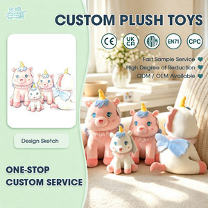 Ensemble de licornes en peluche super douces miniatures personnalisées en gros avec différentes couleurs pour les cadeaux de fête et la décoration de chambre d'enfant - Product Image 1