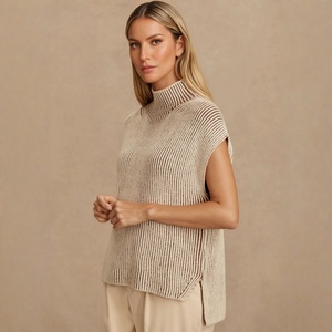 Elegante Gilet Estivo in <span class=keywords><strong>Maglia</strong></span> per Donna, <span class=keywords><strong>Senza</strong></span> <span class=keywords><strong>Maniche</strong></span>, Collo Alto, Crop Top con Logo Frontale - Product Image 3