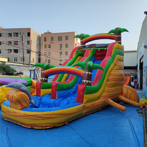 Prezzo a buon mercato 18 piedi scivolo d'acqua luna rimbalzo gonfiabile con acquascivolo doppio scivolo gonfiabile - Product Image 3