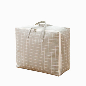 Cotton Linen Lattice Storage Bags Rectangle Clothing Organizer Moisture Proof Insect Proof Moving Bag Set - Product Image 5