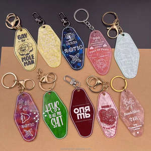 Porte-clés d'hôtel en acrylique personnalisé avec logo imprimé par estampage à chaud, découpe au laser, plastique brillant, marbrure, motel - Product Image 3