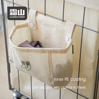 SHIMOYAMA Panier à linge suspendu, poches à vêtements, support lavable, organisateur latéral suspendu pliable