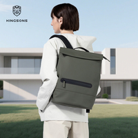 Tas Ransel Bisnis Kingsons Roll Top 13.5L 600D Poliester PU Tahan Air Cocok untuk Notebook 14 Inci Tas Harian untuk Perjalanan