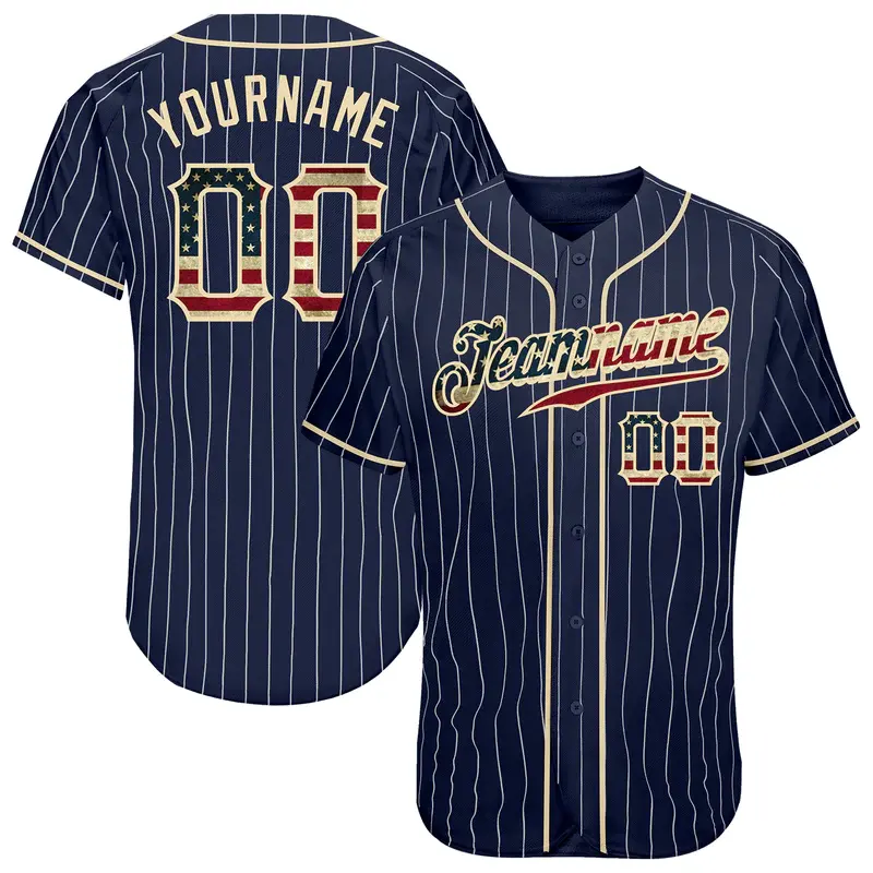 Vêtements de baseball à fines rayures vente en gros maillot de chemises de baseball haut de gamme maillot de fan de baseball personnalisé