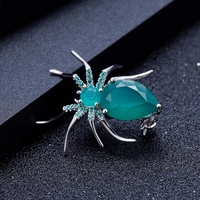 C5210 Pierres précieuses naturelles personnalisées Améthyste Grenat Quartz fumé Topaze Argent sterling 925 Broche araignée insecte