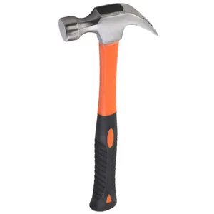 TOPWT 16oz Working Mallet Carpenter Wood Fiberglass Steel Handle Claw Hammer