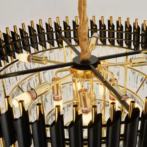 <span class=keywords><strong>Lampadario</strong></span> di Lusso Rotondo da Soffitto Nero e Oro LED Lampadari Moderni in Cristallo a Sospensione <span class=keywords><strong>Anelli</strong></span> di Cristallo di Design - Product Image 4