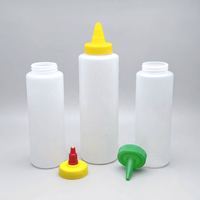Bouteille en plastique compressible de qualité alimentaire, anti-fuite, 350 ml, 500 ml, pour sauces, barbecue, sauce chili, confiture, crème, avec étiquettes personnalisées et logo