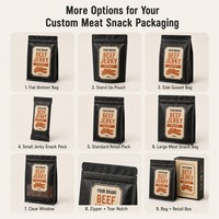 Kantong Daging Sapi Kering Alas Datar Kustom dengan Ritsleting dan Lubang Sobek untuk Camilan Daging, Makanan Kering, dan Merek Ritel Label Pribadi