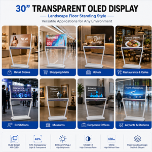 30 Inch Transparent OLED Landscape Floor Standing Digital <b>Signage</b> Interactive Animation Advertising Screen Anti-Reflection - Product Image 6