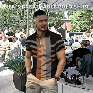 เสื้อเชิ้ตผู้ชายสไตล์ลำลองใส่สบายสำหรับฤดูร้อน ผ้าถักโพลีเอสเตอร์ 100% ระบายอากาศได้ดี พิมพ์ลายเรียบ แขนสั้น น้ำหนัก 160 กรัม โลโก้ด้านหน้า - Product Image 2