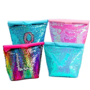Insulated Mermaid Lunch Box, Reusable Sequin Meal Bag Sleeve, Reversible Lunch Tote Flip Color Change Fashion Lunch Tote