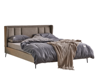 Nordisches Design Einfaches Luxus-Kingsize-Queen-Size-Doppelbett Lederkopfteil Hoher Plattform-Metallbettrahmen