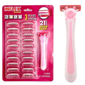 New 3 Blade Disposable Razor Ladies Shaving Razor 1+21 Cartridges INFLEX System Razor For Shaving Safety Blade Online