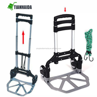 Chariot de bagages à main en aluminium silencieux, personnalisable OEM, avec roues en caoutchouc et fonction pliable pour monter les escaliers