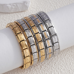 MOM Series Stainless Steel Modular Bracelet Letter Cube Geometric Women's Gift Jewelry Accessory - Product Image 1