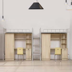 Literas de Acero y Madera de Estilo Moderno, Altas y Bajas, con Escritorios para Dormitorios Escolares, Apartamentos y Estudiantes Universitarios - Product Image 4