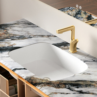 Meubles de salle de bain de luxe 1500 mm avec comptoir en marbre, grand miroir intelligent anti-buée, armoire de salle de bain