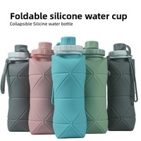 Botol Air Silikon Teleskopik Lipat dengan Tutup Tombol Tekan, Tahan Bocor, Aman untuk Mesin Cuci Piring, Gaya Kuno, Portabel untuk Perjalanan