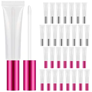10ml 빈 립밤 병 플라스틱 립글로스 튜브 재사용 가능한 립스틱 병 투명 립글로스 용기 고무 마개