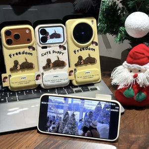 Custodia per telefono in peluche a forma di cane sdraiato in stile cartone animato per 17 <span class=keywords><strong>Pro</strong></span> Max / <span class=keywords><strong>Cover</strong></span> protettiva antiurto in ecopelle - Product Image 4