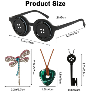 Juego de 4 Accesorios de <span class=keywords><strong>Disfraz</strong></span> de Halloween de Plástico, Botones, Gafas, Pinza para el Cabello de Libélula, Collar con Llavero para Adultos Unisex - Product Image 2