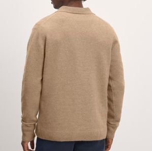 سترة رجالية محبوكة بياقة على شكل V للاستخدام اليومي، بأكمام طويلة، من نسيج بارد الملمس، كارديجان صوف للشتاء - Product Image 4