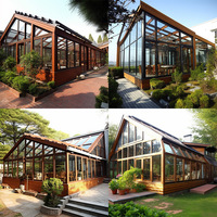 Véranda résidentielle moderne autoportante avec structure en aluminium et toit en verre trempé - Serre de terrasse extérieure 4 saisons