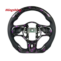 Para Mitsubishi Lancer EVO X 2008-2015 Volante de fibra de carbono forjado púrpura personalizado cuero perforado negro