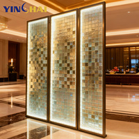 Modern Stainless Steel Frame Crystal Glass Metal Partition Wall Divider for Living Room Lobby Partition Design