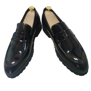 Mocasines Formales con Punta en Pico y Tacón Alto, Cómodos, Duraderos, de Cuero Patentado, Transpirables, Antideslizantes, para Verano y Otoño - Product Image 1