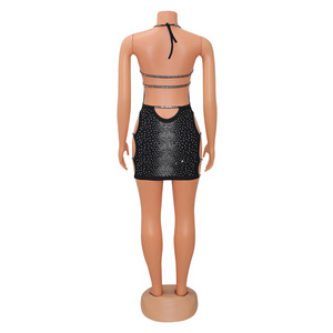 Robe de soirée ajourée sexy pour femmes, avec des strass et des diamants, <span class=keywords><strong>tenue</strong></span> idéale pour boite de nuit, collection <span class=keywords><strong>2022</strong></span> - Product Image 3