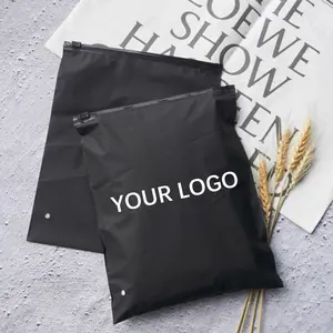 biodegradable frosted zip lock slider plastic packaging black pvc eva zipper bags with custom printed logo