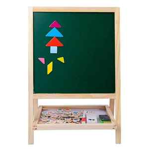 Multifunktionales zwei-in-eins-faltbares doppelseitiges magnetisches zeichentafel aus holz für kinder easel schwarz und weiß zeichentafel - Product Image 5