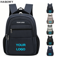 Sac à dos pour ordinateur portable HAIBOWY, logo personnalisé, mode, simple, imperméable, en polyester, grande capacité, sac à dos pour étudiants, pour un usage quotidien