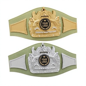 Ceinture de championnat de lutte personnalisée en cuir taille adulte avec plaques métalliques moulées sous pression pour MMA, Jiu-Jitsu, Karaté, Judo - Respirante 2-6mm - Product Image 1