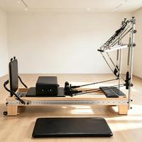 Reformer Pilates en Bois d'Érable avec Tour, Trapèze et Cadillac – Machine Pilates Combinée avec Lit Pilates à Rails Complets pour Studio et Entraînement à Domicile