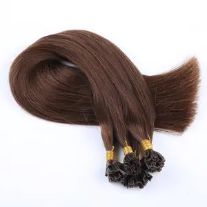 Wholesale Indian Hair Raw #4 brown straight Keratin Bonds Remy Human 18inch Pre Bonded salon women U Tip Hair Extensions