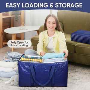 Water-Resistant 6 Pack Large Strong Moving Bags with Zippers & Carrying Handles Heavy Duty Storage Tote for Space Saving - Product Image 6