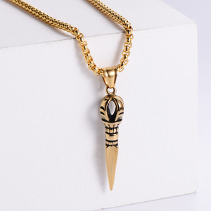 Collier pendentif en acier inoxydable pour homme, design géométrique rétro punk 19005 - Product Image 3