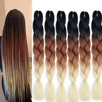 Échantillon Gratuit, Extensions Populaires 100g 24 Pouces, Tresses Synthétiques Prétirées Jumbo African Expression Ombré pour Cheveux à Tresser