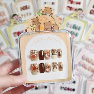 Juego de 10 Uñas Postizas para Niñas, Caja de Regalo con Adhesivos para Uñas, Uñas Postizas Cortas y Redondas Hechas a Mano - Product Image 3