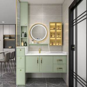 Customized minimalist style rock slab seamless integrated basin intelligent defogging <b>lighting</b> <b>mirror</b> bathroom cabinet - Product Image 2
